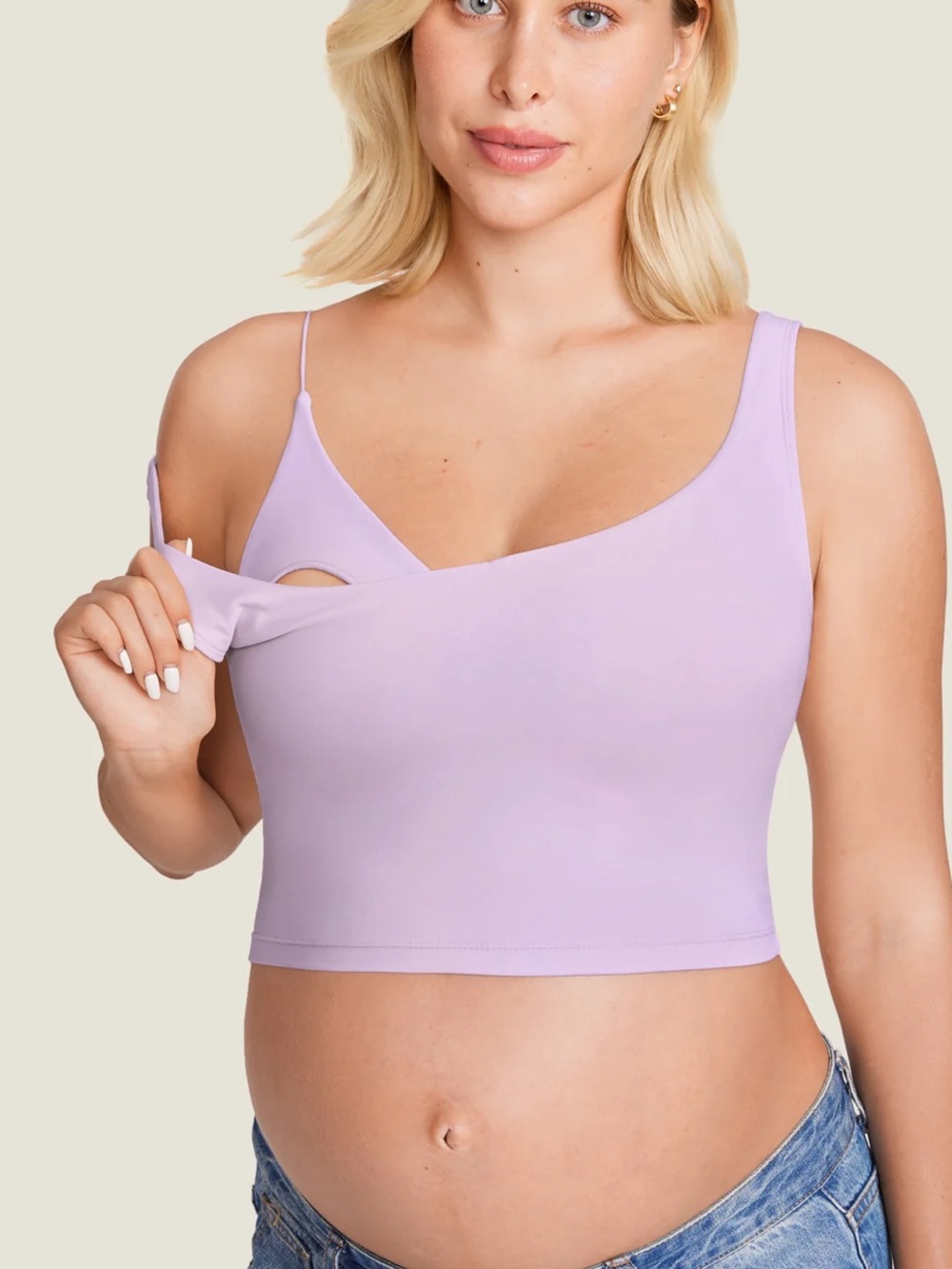 Momanda V Neck Nursing Crop Tank Top